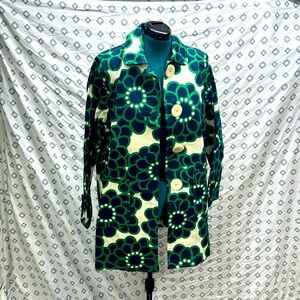 Boden Coat Floral UK16 US12 Navy Green Cream